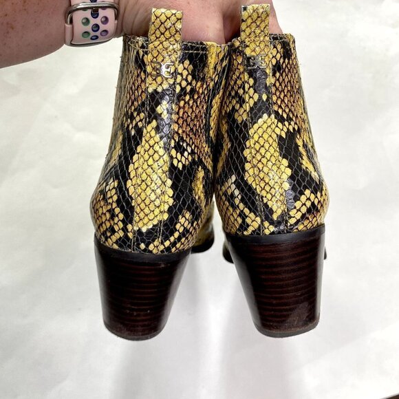 Sam Edelman Winona Leather Yellow Snakeskin Booties 8 - Picture 5 of 12